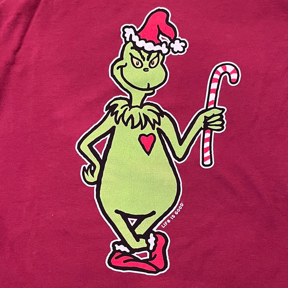 Life Is Good - Grinch & Max - Maroon Long SleeveT-Shirt
